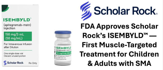 FDA批准Isembyld(apitegromab-mstn)上市,首款直接靶向肌肉的脊髓性肌萎缩症新药